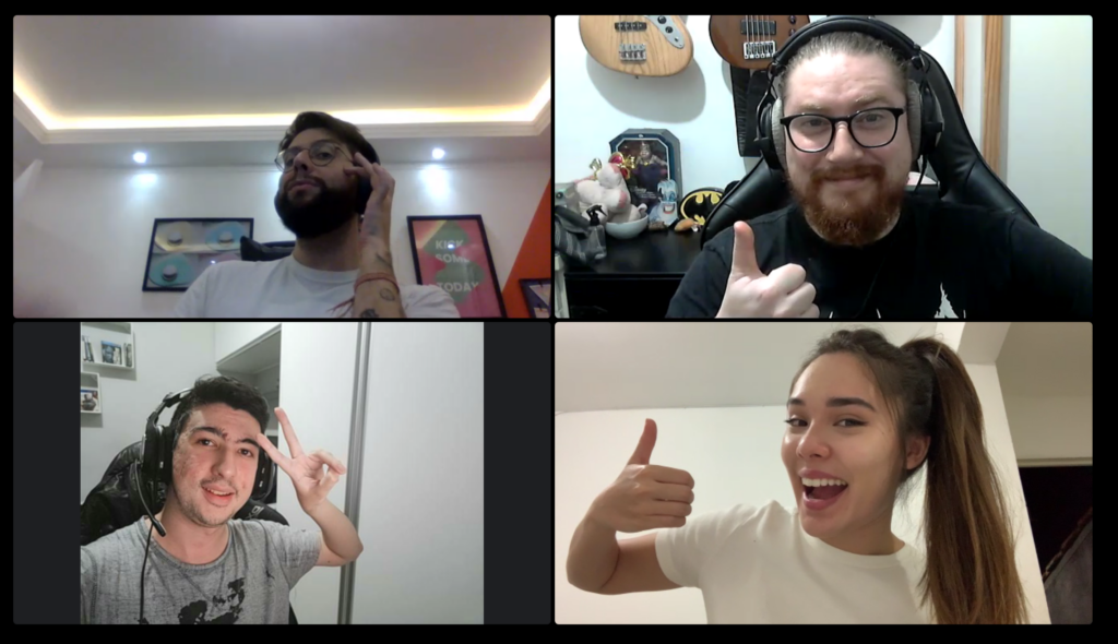 Chamada de vídeo da equipe da Bad Room Studio